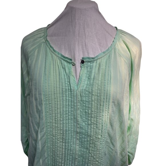 NWT Calvin Klein Light Green Gauze Cotton Pintuck Blouse Top Size XL - Picture 6 of 6
